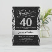 40e verjaardag - Silver Black Kaart (Staand voorkant)