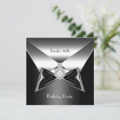 40e verjaardag Silver Black Stropdas Diamond Jewel Kaart (Staand voorkant)