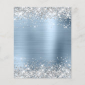 40e verjaardag Silver Glitter Bleek Blue Invite Flyer (Achterkant)