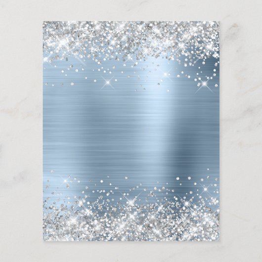 40e verjaardag Silver Glitter Bleek Blue Invite Flyer (Achterkant)