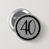 40e verjaardag Silver Glitter Classic Ronde Button 5,7 Cm (Voorkant /achterkant)