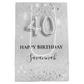 40e verjaardag Silver Sparkles naam Medium Cadeauzakje (Achterkant)