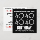 40e verjaardag Sjabloon Black White Kaart (Voorkant / Achterkant)