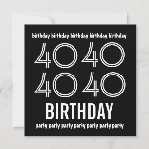 40e verjaardag Sjabloon Black White Kaart