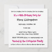 40e verjaardag Sjabloon uitnodiging roze zwart (Achterkant)