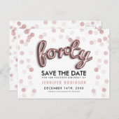 40e verjaardag sparen de datum Roos gouden ballonn Aankondigingskaart (Voorkant / Achterkant)