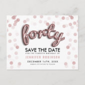 40e verjaardag sparen de datum Roos gouden ballonn Aankondigingskaart (Voorkant)