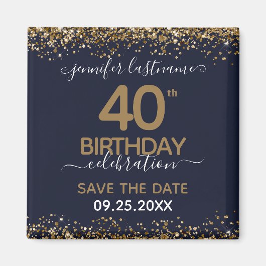 40e verjaardag Sparen de Magnet van de Datum (Voorkant)
