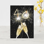 40e verjaardag Sparklers en Champagne Toast Kaart (Gele Bloem)