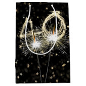 40e verjaardag Sparklers op zwart met sterren Medium Cadeauzakje (Voorkant)
