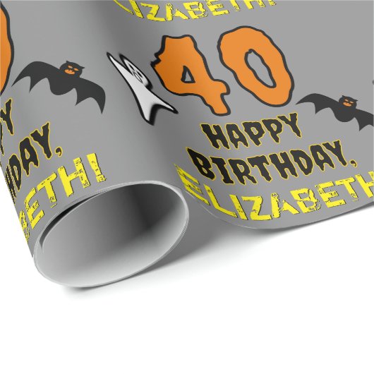 40e verjaardag: Spooky Halloween Thema, Aangepaste Cadeaupapier (Rol Hoek)