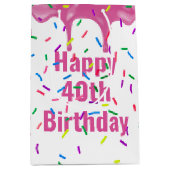40e Verjaardag Sprinkels Op Roze Ijs Medium Cadeauzakje (Voorkant)
