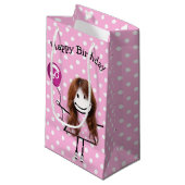 40e verjaardag Staartmeisje met roze ballon Klein Cadeauzakje (Voorkant Gekanteld)