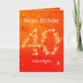 40e verjaardag - Star Number Red Oranje Glow Age 4 Kaart (Voorkant)