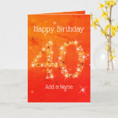 40e verjaardag - Star Number Red Oranje Glow Age 4 Kaart (Gele Bloem)