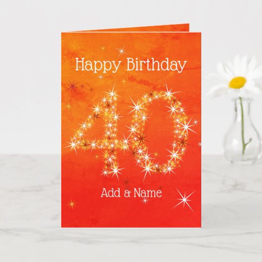 40e verjaardag - Star Number Red Oranje Glow Age 4 Kaart (Kleine Plant)