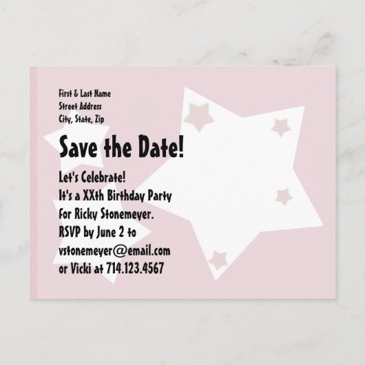 40e verjaardag sterren Festive RED WHITE BLACK R4F Aankondigingskaart (Achterkant)