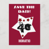 40e verjaardag sterren Festive RED WHITE BLACK R4F Aankondigingskaart (Voorkant)