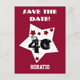 40e verjaardag sterren Festive RED WHITE BLACK R4F Aankondigingskaart