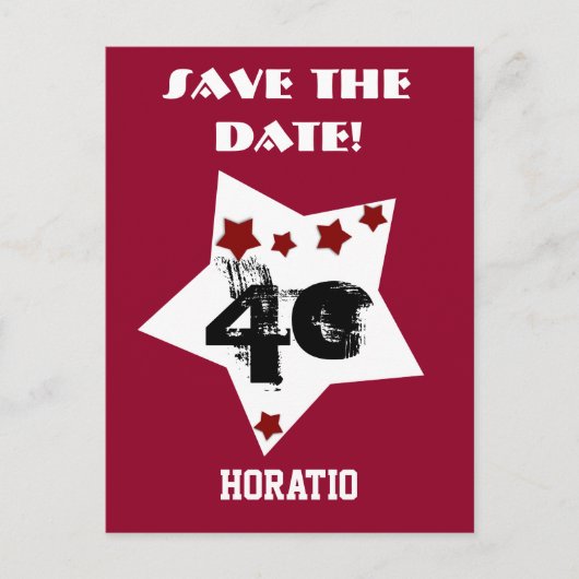 40e verjaardag sterren Festive RED WHITE BLACK R4F Aankondigingskaart (Voorkant)