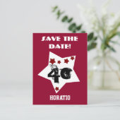 40e verjaardag sterren Festive RED WHITE BLACK R4F Aankondigingskaart (Staand voorkant)