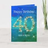 40e verjaardag - Sterrennummers - Blauw groen - Le Kaart (Voorkant)