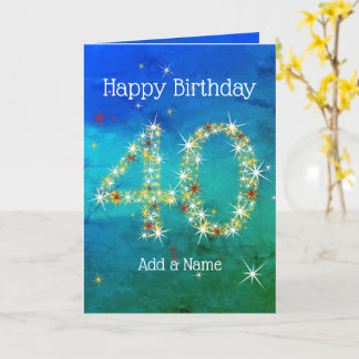 40e verjaardag - Sterrennummers - Blauw groen - Le Kaart