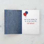 40e verjaardag 'Stick Girl' met rode ballon Kaart (Binnen)