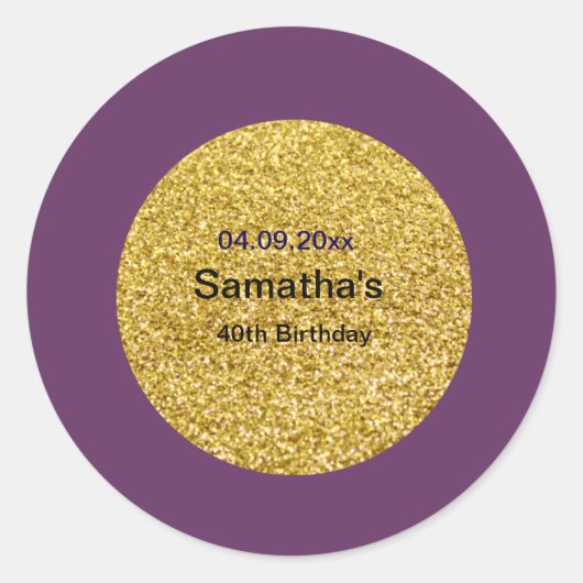 40e verjaardag Sticker (Voorkant)