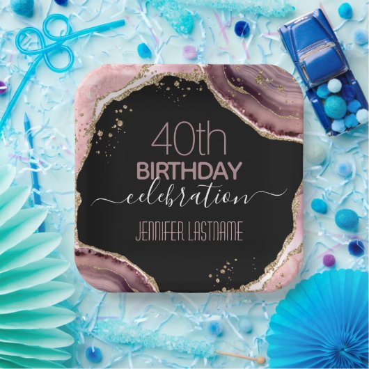 40e verjaardag Stone and Gold Paper Bord (Feest)