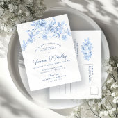 40e Verjaardag Surprise Party Dusty Blue Floral Uitnodiging Briefkaart
