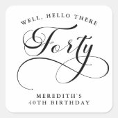 40e verjaardag Swirly Calligraphy Envelope Seal Vierkante Sticker (Voorkant)