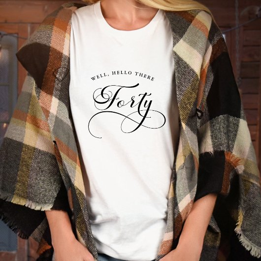40e verjaardag Swirly Calligraphy Vrouwen T-shirt