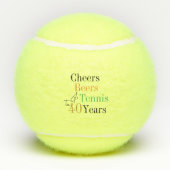 40e verjaardag Tennis Proost en bieren Zwart Tennisballen (Achterkant)