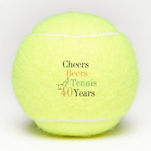 40e verjaardag Tennis Proost en bieren Zwart Tennisballen