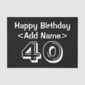 40e verjaardag thema aangepaste naam weefsel papie tissuepapier (Voorkant)