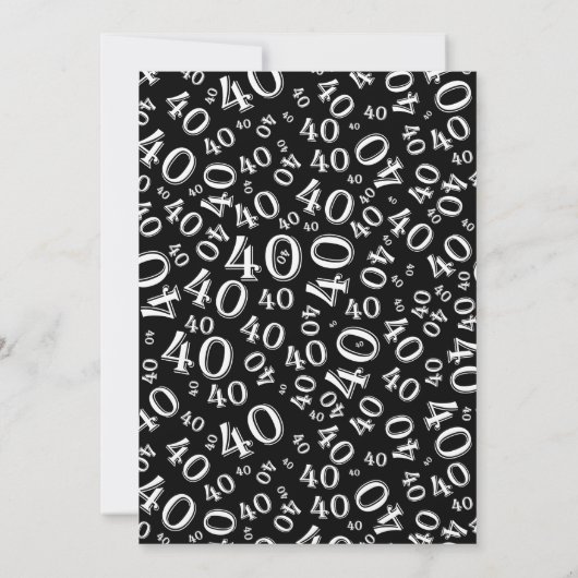 40e verjaardag Thema Black en White Pattern Kaart (Achterkant)