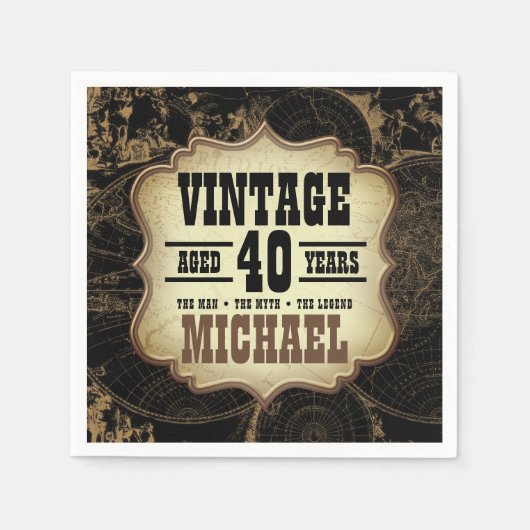 40e verjaardag  thema verjaardagsfeest servet (Voorkant)