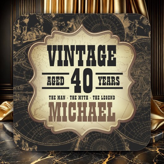 40e Verjaardag  Thema Verjaardagsfeest Servetten Vierkante Sticker