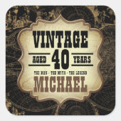 40e Verjaardag  Thema Verjaardagsfeest Servetten Vierkante Sticker (Voorkant)
