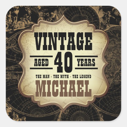 40e Verjaardag  Thema Verjaardagsfeest Servetten Vierkante Sticker (Voorkant)