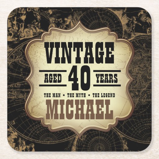 40e Verjaardag  Theme Black Party Kartonnen Onderzetters (Voorkant)