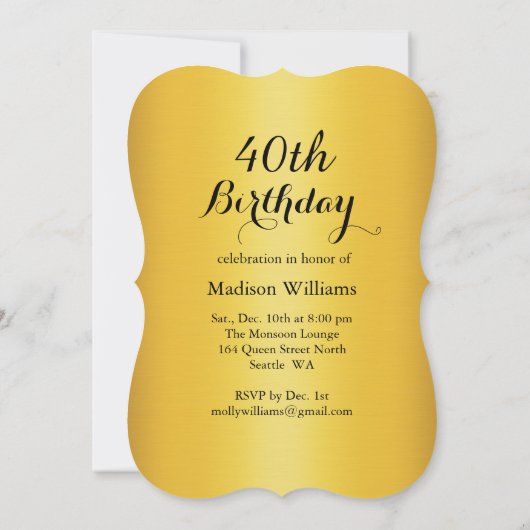 40e verjaardag Tijd om Champagne-uitnodiging te Dr Kaart (Achterkant)