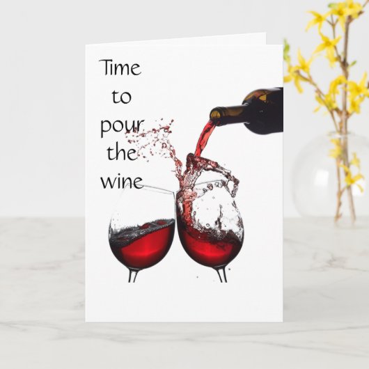 **40e** VERJAARDAG - TIJD OM DE WIJN TE SCHENKEN Kaart (Gele Bloem)