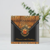 40e verjaardag Tijgerzwarte Oranje streep Kaart (Staand voorkant)