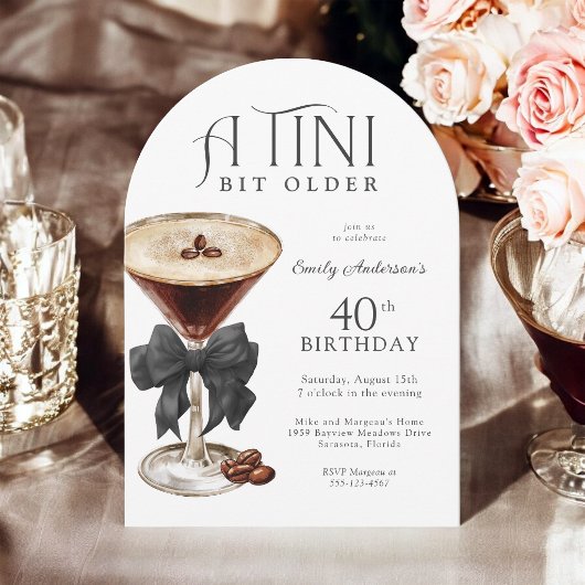 40e Verjaardag Tini Bit Older Espresso Martini Kaart