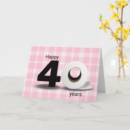 40e verjaardag toiletpapier op papier kaart (Gele Bloem)