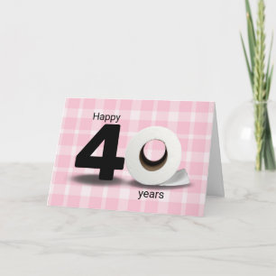 40e verjaardag toiletpapierrol op geruit kaart