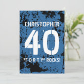 40e Verjaardag Trendy BLUE Grunge Patroon A10 Kaart (Staand voorkant)