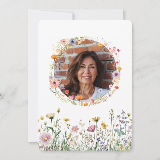 40e Verjaardag Tuin Bloemen Wild Meadow Foto Kaart (Achterkant)